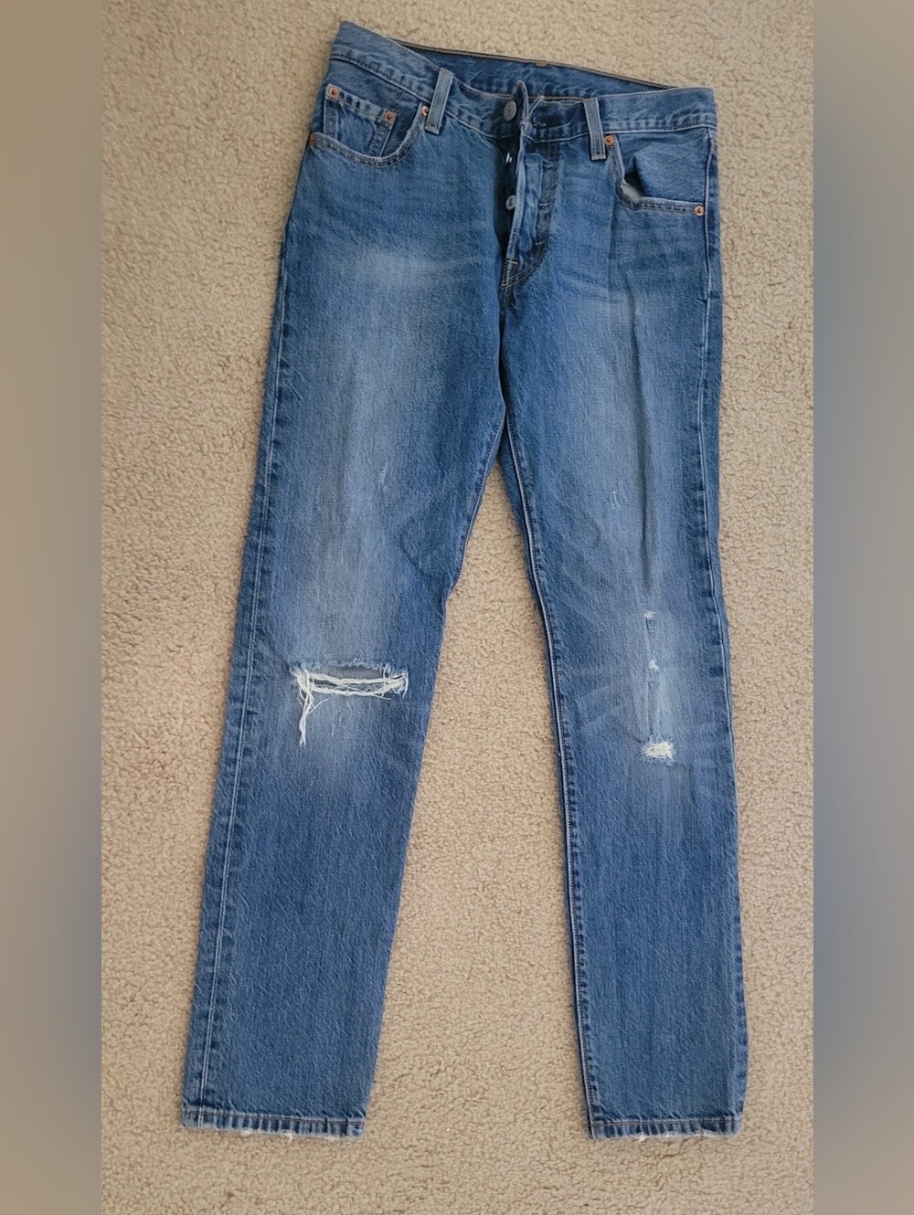 Levi's Women's Slim Straight Medium Blue Distressed Jeans